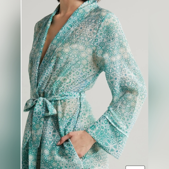 Chic Aqua Patterned Women's Robe - Picture 2 of 5